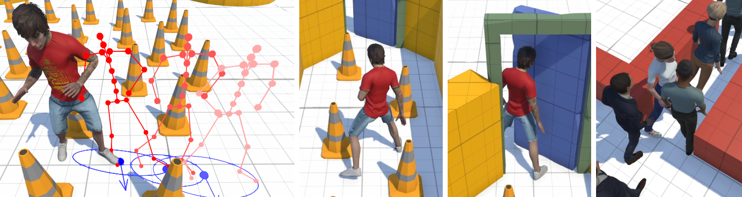 Environment-aware Motion Matching teaser showing characters adapting their motion to navigate complex environments